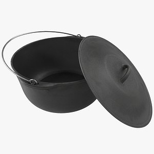 Cast Iron Camping Cooking Pot 3D Model