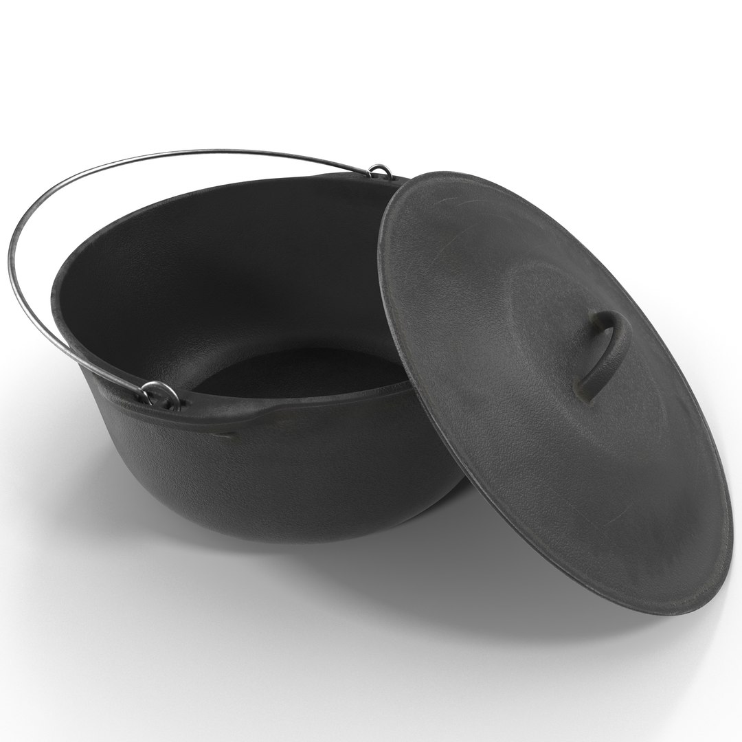 Cast Iron Camping Cooking Pot 3D Model 3D model preview