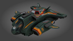 3D Sci-Fi Fighter Jet - Low Poly - Game Ready - PBR model