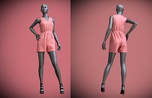 3D female mannequin jumpsuit shorts