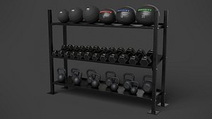 Rack with Sports Equipment 3D