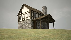 c4d medieval house porch