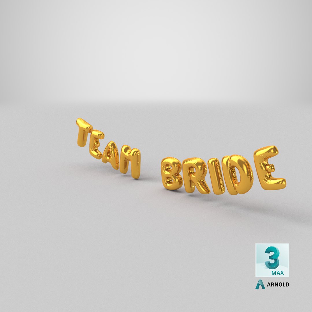 3D Foil Baloon Words Team Bride Gold(1) - TurboSquid 1746561