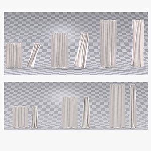 Ultimate curtain animated collection    Wind weak       wind strong       opening        closing ani 3D model