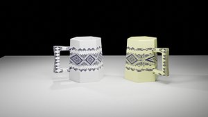 Two-color mosaic ceramic mug 3D model