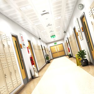 3D school hallway 2 model