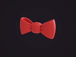 Cartoon Red Ribbon Bow 3D