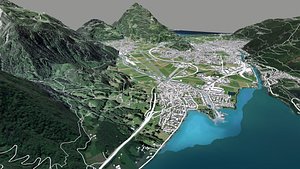 3D Cityscape Interlaken Bernese Oberland  region Switzerland