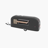 Modern Catering Trailer Mockup Black Rigged for Maya