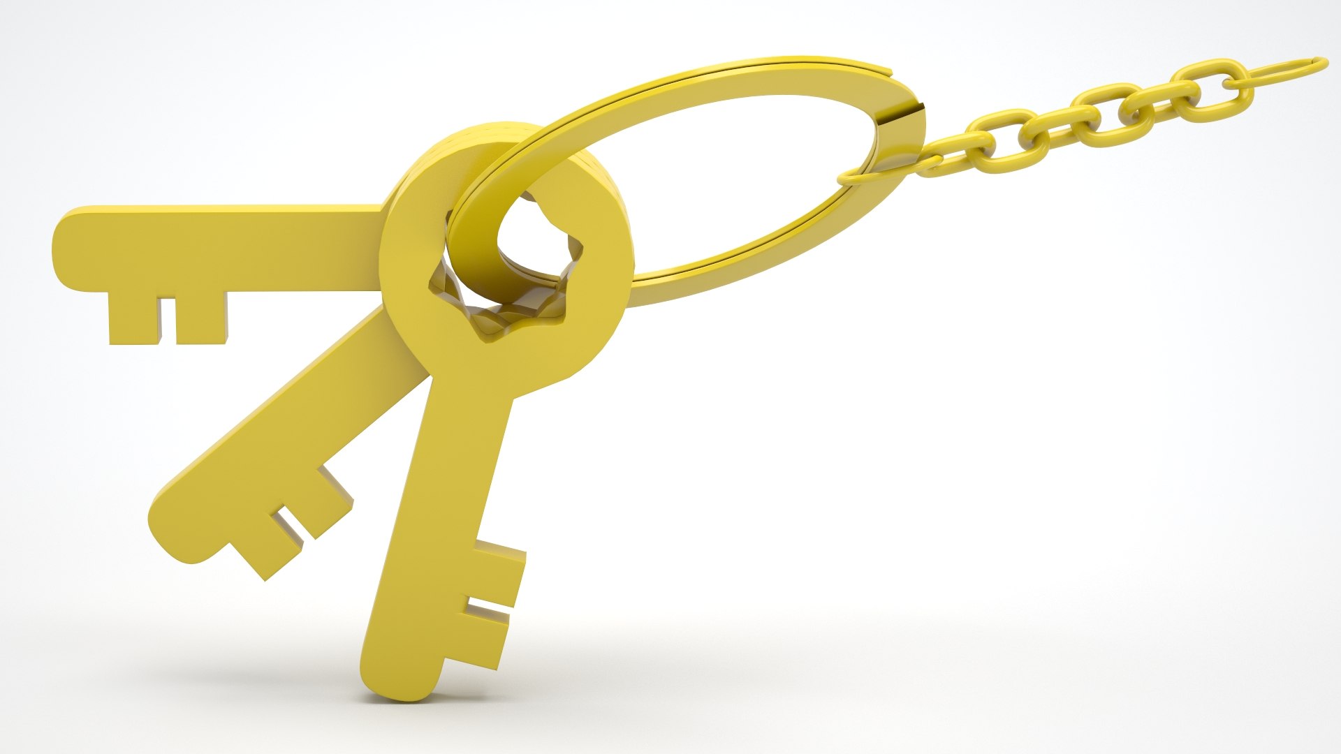 Keychain With Plastic Yellow Keys 3D Model - TurboSquid 2380371