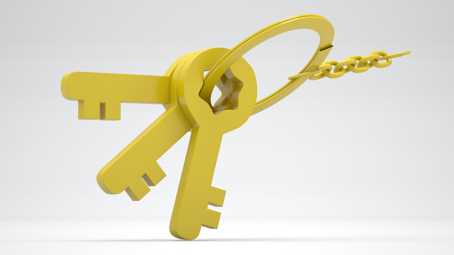 Keychain With Plastic Yellow Keys 3D Model - TurboSquid 2380371