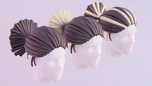 3D Toon Dreadlock Ponytail Hairstyle model