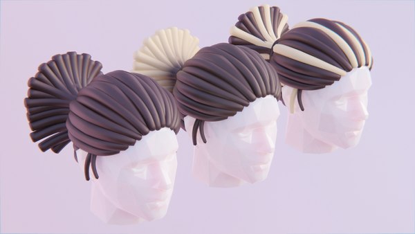 свободно 3D модель Мультяшная прическа с дредами и хвостом - TurboSquid1828694