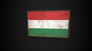 3D Old Picture Frame With Hungary  Flag - Game Ready PBR Low-poly 3D Model