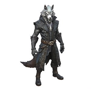 Anthropomorphic Werewolf Rogue - Dark Fantasy 3D Character Model