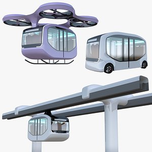 3D Drone minibus monorail collection model