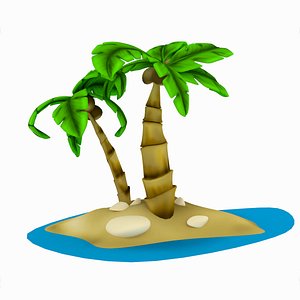 Palm Trees on the island with coconuts