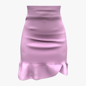 3D model High Waist Pink Mini Trumpet Mermaid Skirt