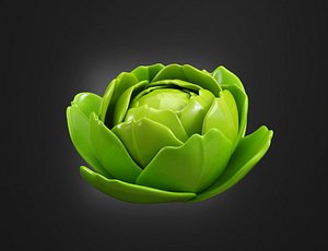 3D model Cartoon Green Cabbage