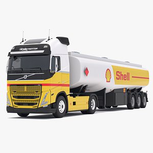 3D SHELL Volvo fh16 with Fuel Semi Tank Trailer model