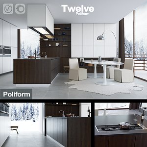 3d kitchen poliform varenna corona model