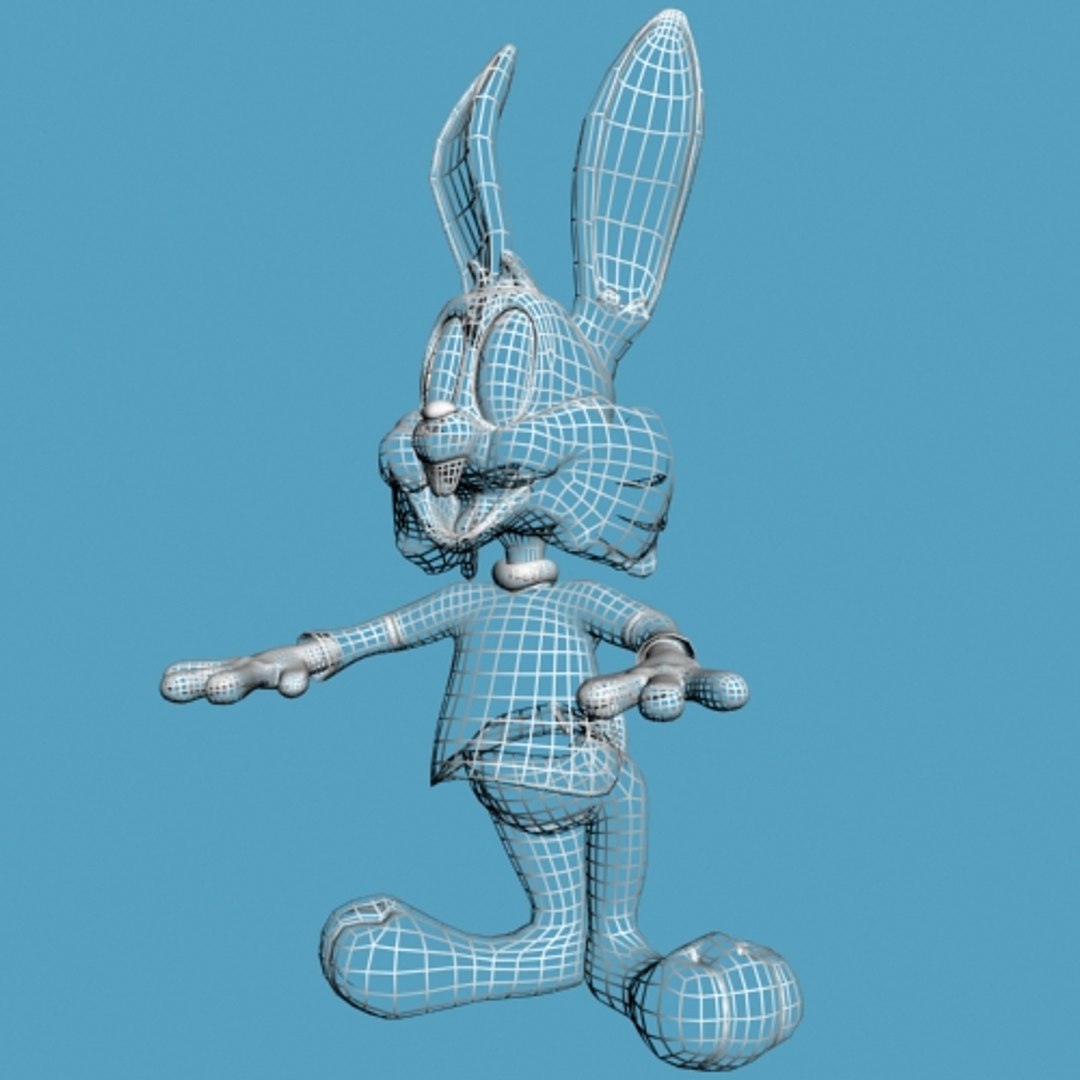 3d cute cartoon bunny rigged model