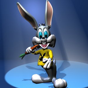 3d cute cartoon bunny rigged model