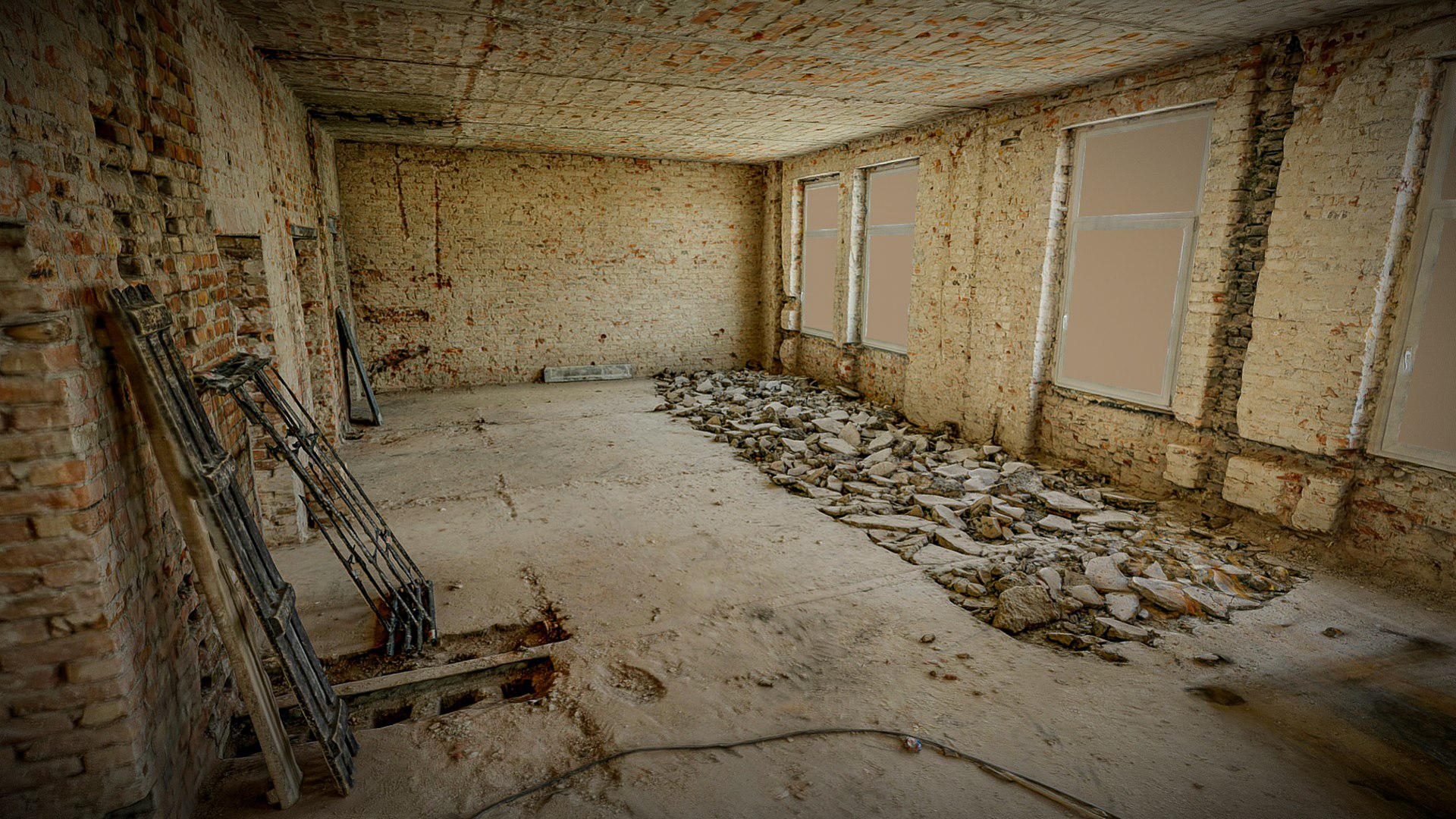 Long And Narrow Hall Under Renovation 3D Model - TurboSquid 2240706
