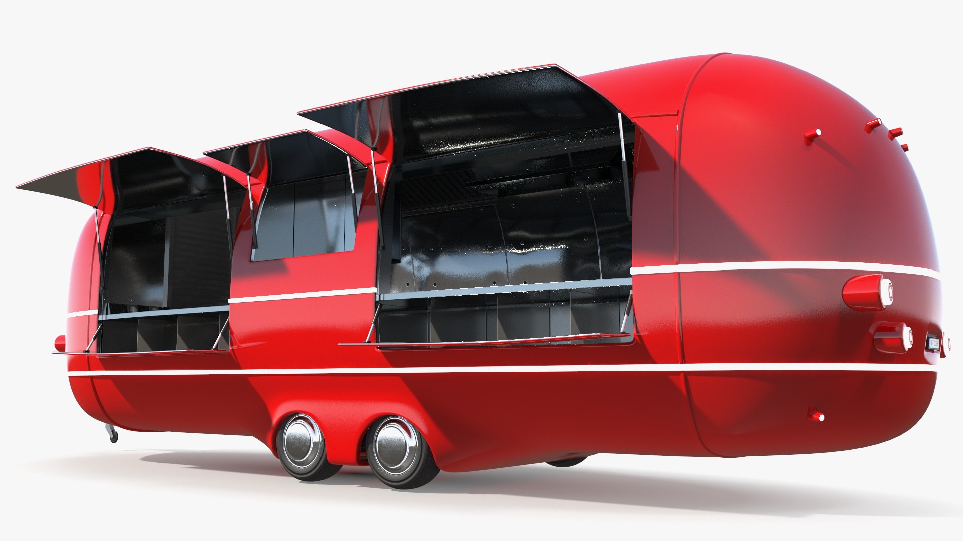 Street Food Truck Red Rigged 3D model preview