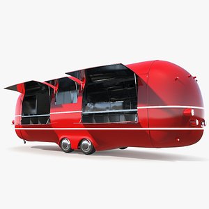 Street Food Truck Red Rigged 3D model