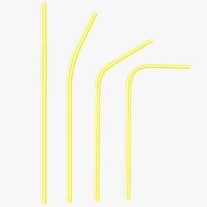 3D model plastic drinking straws