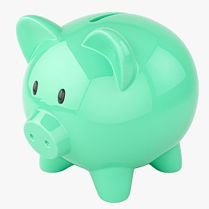 3D Green Piggy Bank