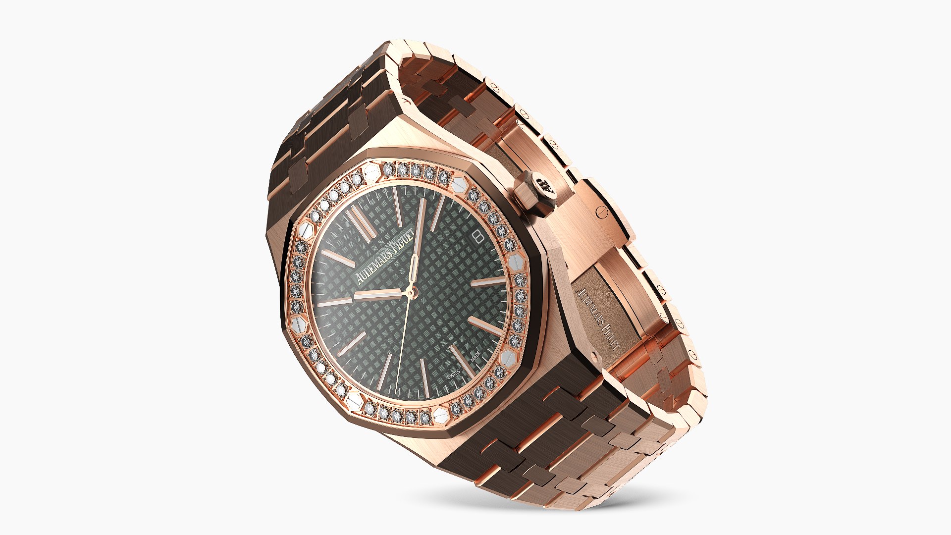 Audemars Piguet Royal Oak Khaki Diamond-Set Pink Gold 3D model preview