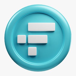 3D FTX Token or FTT Teal Crypto Coin with cartoon style model