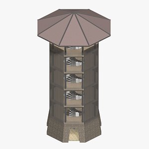 3D Tropical tower and pavilion set 1