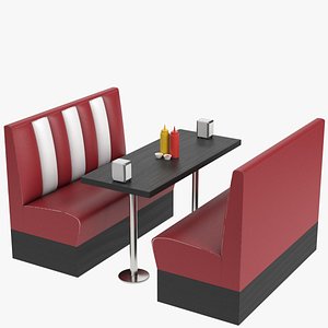Diner booth set 2 3D model