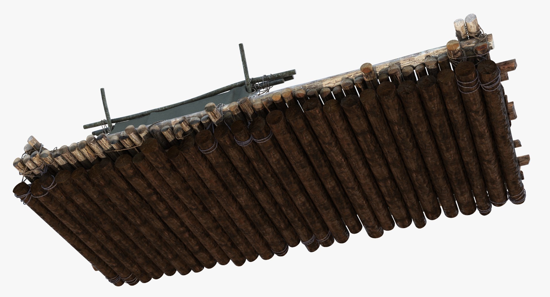 3D model wooden log raft hut - TurboSquid 1394408