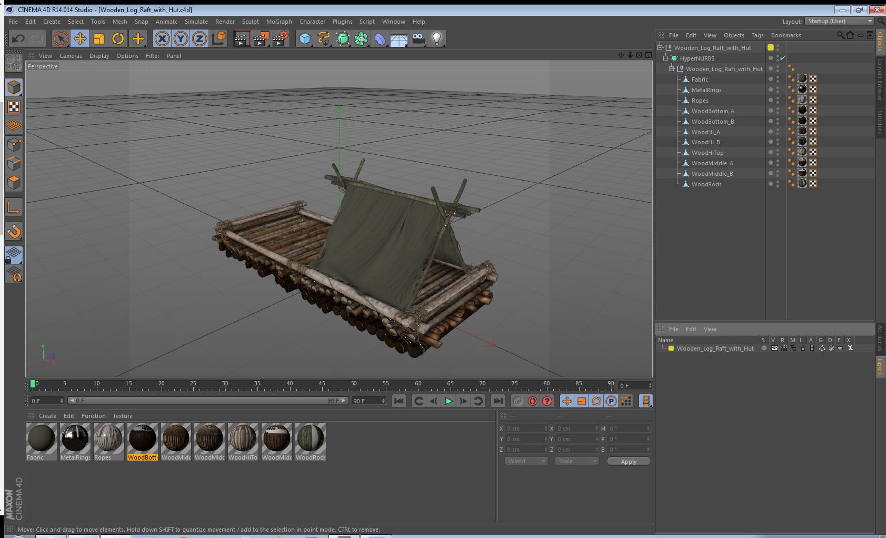 3D model wooden log raft hut - TurboSquid 1394408