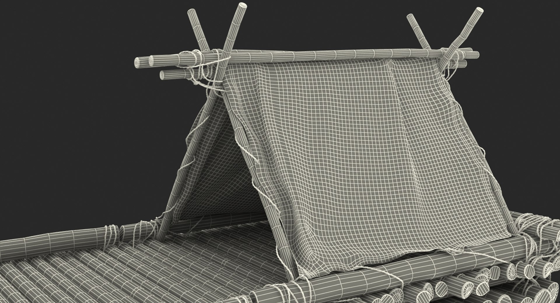 3D model wooden log raft hut - TurboSquid 1394408