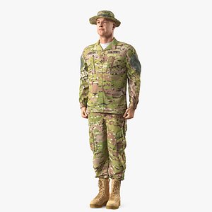 3D soldier standing attention acu