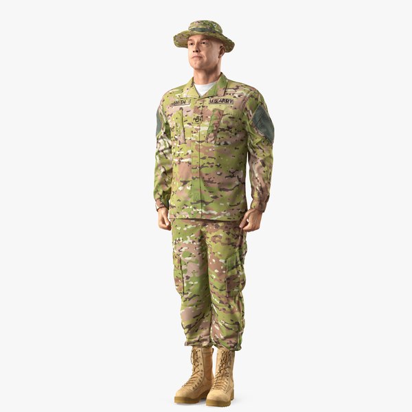 3D soldier standing attention acu