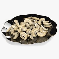 Cashew Kernels on Porcelain Saucer Black