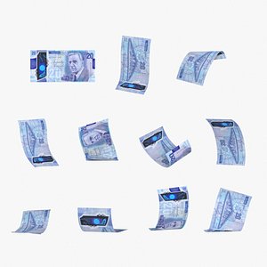 3D Northern Ireland 20 Pounds Falling Notes model