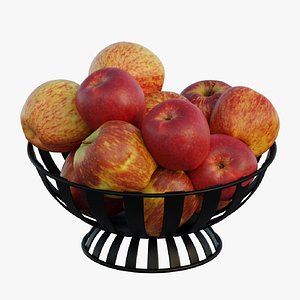 3D Stripe Fruit Bowl with apple corona model