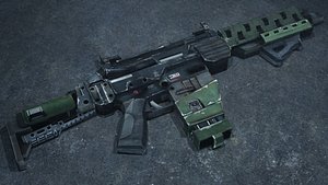M1A1 Hemlok 3D Model Battle Ready Heavy Rifle Sci Fi Classic