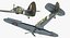hawker hurricane weathered rigged 3d model