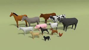 3D domestic animals cartoon