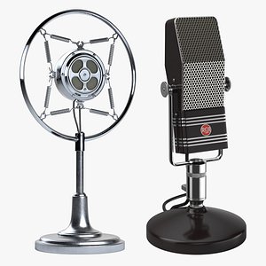 2 retro microphones set 3d obj