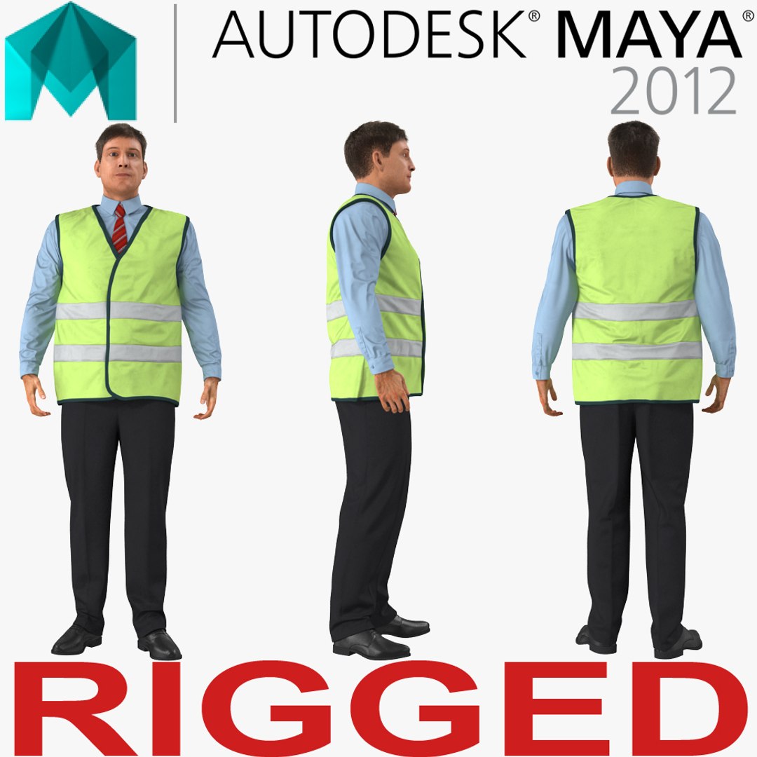 Port Engineer Rigged for Maya 3D Model 3D model preview