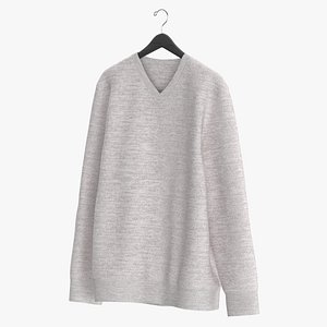 Sweatshirt Hanging Male V Neck White Blank and Branded Heather 3D